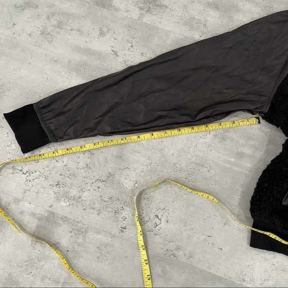 Faux Leather Shearling Varsity Jacket - Picture 6 of 7